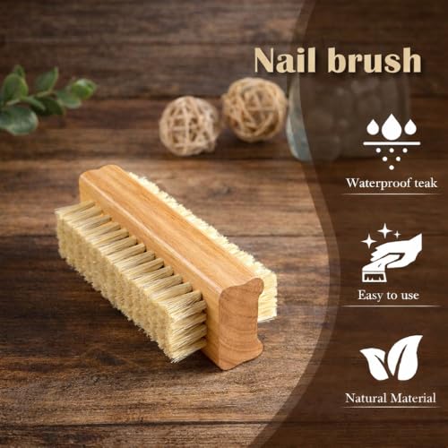 4 Pcs Wooden Nail Brush Set - Two-Sided Cleaning Brushes for Nails