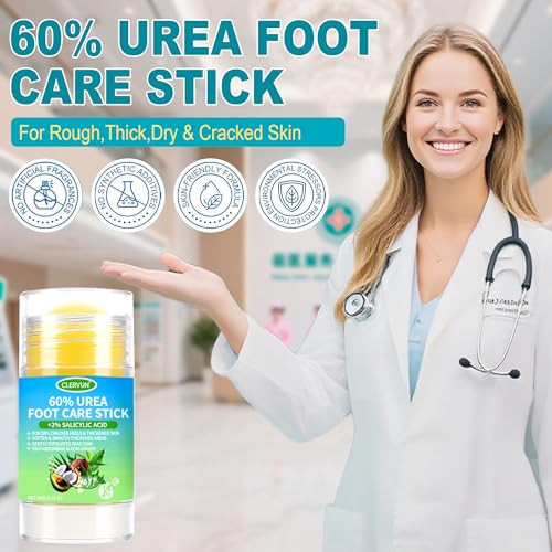 CLERVUN 60% Urea Cream Stick with 2% Salicylic Acid for Dry Cracked Heels