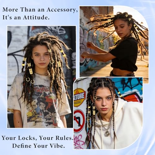40Pcs Adjustable Gold-Tone Hair Cuffs & Rings Set for Braids