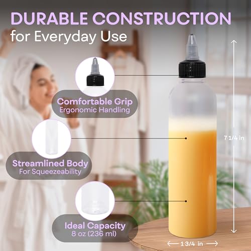 8 oz Applicator Bottles with Twist Top - BPA-Free, Leak-Proof (Pack of 2)