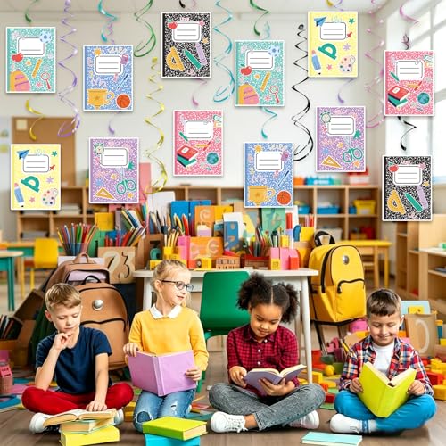 Back to School Swirl Decorations - 30 Colorful Hanging Streamers