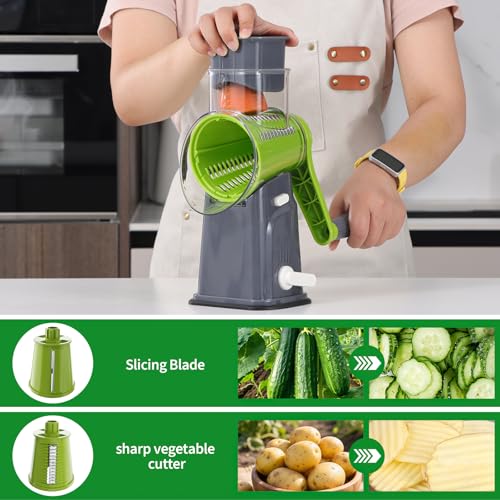 Ourokhome Rotary Cheese Grater with 5 Interchangeable Blades