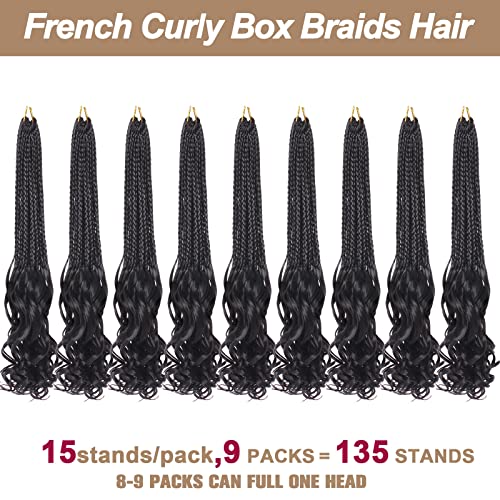 COOKOO 14 Inch Black French Curl Crochet Braids - 9 Packs, 135 Strands, Model 1B#