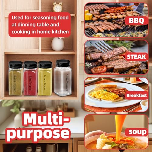 9-Piece Square Glass Spice Jars Set with Labels & Shaker Lids