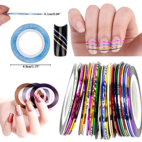 30 Colors Nail Striping Tape Line with Dispensers - Nail Art Decoration Kit