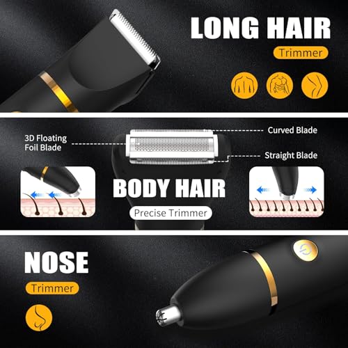 QREEYX Black Manscape Body Trimmer Kit - 3 in 1 Grooming Set with LED Display & Waterproof Design