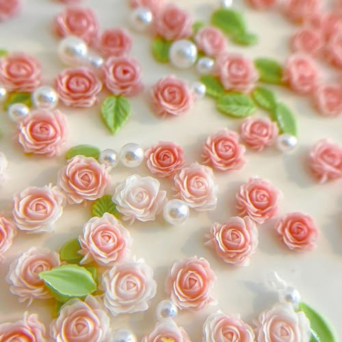 3D Flower Nail Charms with Pearls – 60 Pcs Nail Art Decorations for Manicure & DIY Crafts