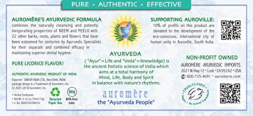 Auromere Ayurvedic Herbal Neem & Clove Toothpaste - Mint-Free & Fluoride-Free