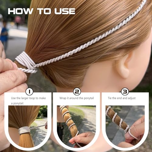 Hair Ties for Women, 25" 4 Packs Soft Nylon Elastic Ponytail Holders