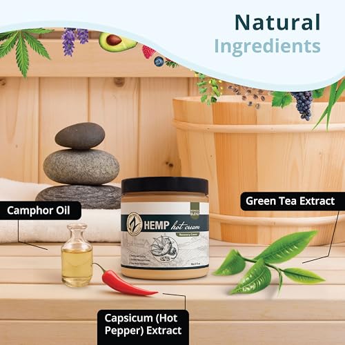 Zatural Hemp Hot Cream for Muscle & Joint Massage - 8oz Organic Formula