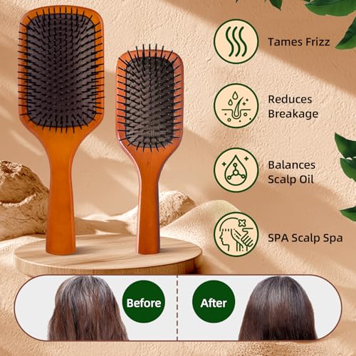 Large Wooden Hair Brush – Detangling Paddle for All Hair Types