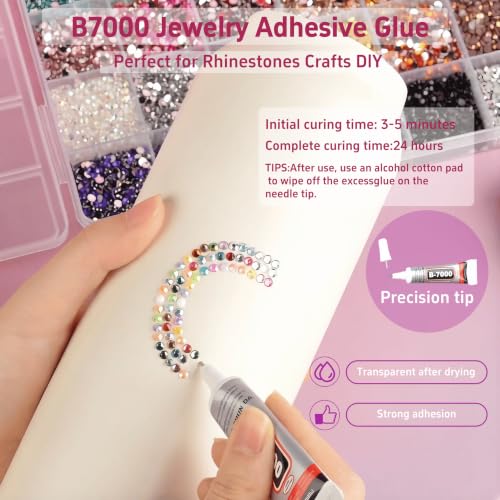 Urstand 48,000 Pcs Resin Jelly Rhinestones Kit with B7000 Glue & Tools for DIY Jewelry & Crafts