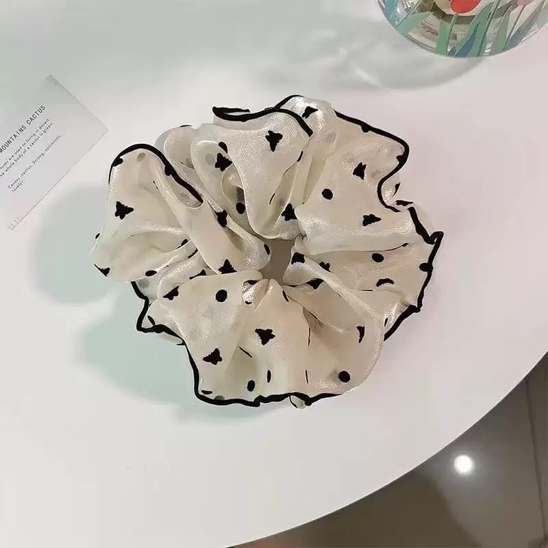 Chiffon Hair Scrunchies Set - 6 Soft Ponytail Holders for Thick Curly Hair | No Damage Hair Ties