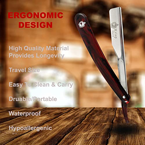 Krisp Beauty Classic Straight Edge Barber Razor Kit with 10 Blades