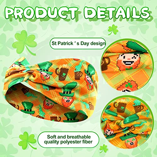 St. Patrick's Day Shamrock Headbands for Women - 12 Pack Elastic Hairbands