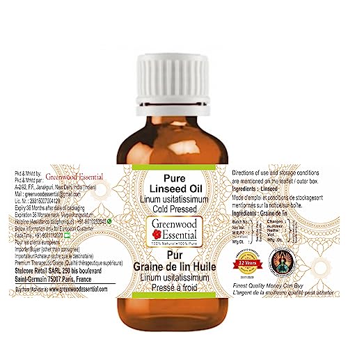 Greenwood Essential Linseed Oil 100ml | Cold Pressed, Unscented for Skin & Massage