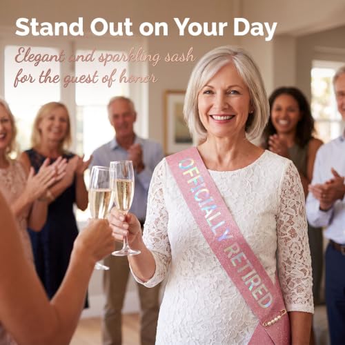 Officially Retired Sash for Men & Women - Pink Glitter Celebration
