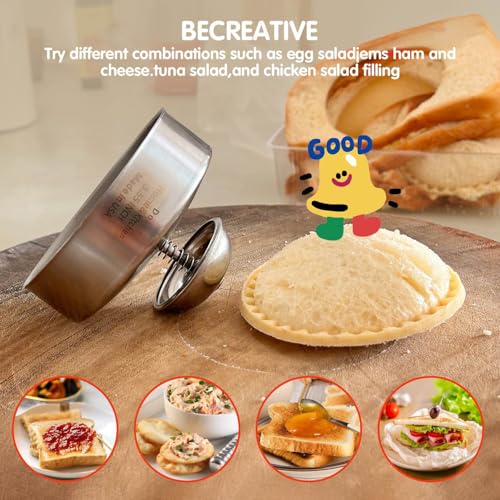 Stainless Steel Sandwich Cutter and Sealer - 3.5 Inch Uncrustables Maker for Kids