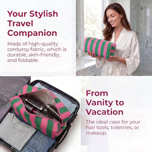 Corduroy Hair Tools Travel Bag – Foldable Organizer for Styling Tools
