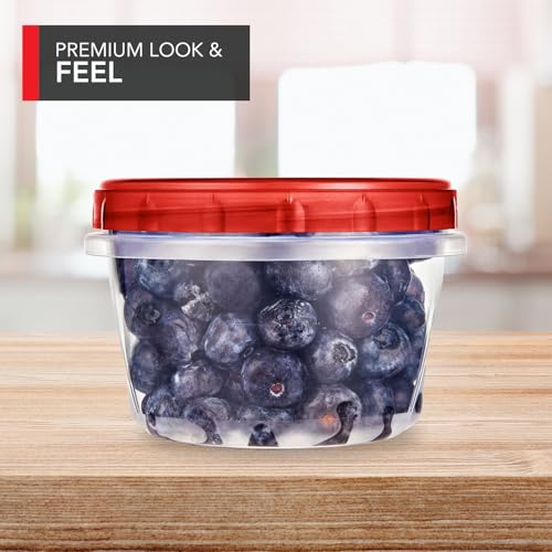 16oz Airtight Plastic Food Storage Containers - 10 Pack with Red Lids
