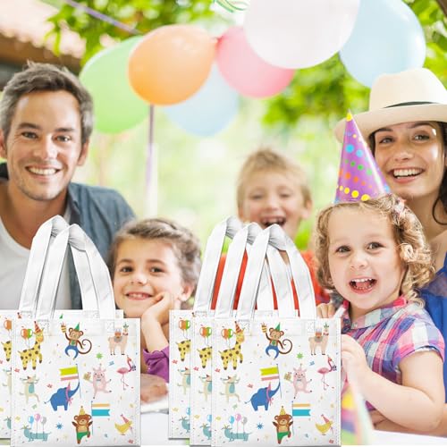 20 Pack Jungle Animal Gift Bags - Reusable Party Favor Bags