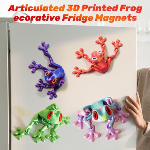 4PCS 3D Frog Fridge Magnets - Realistic Movable Joint Decor