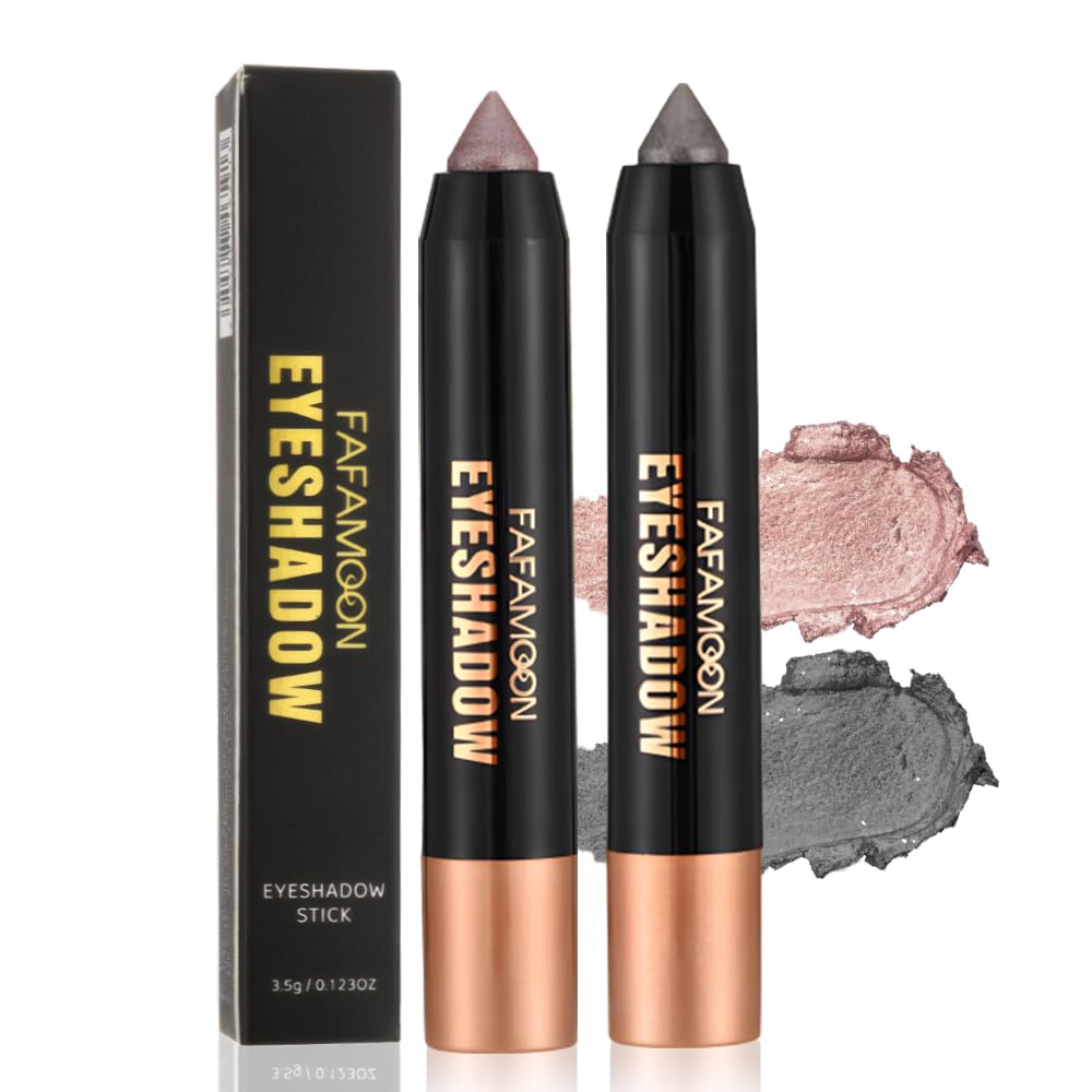 Monochrome Cream Glitter Eye Shadow Stick Palette - 2-in-1 Waterproof Eyeshadow & Eyeliner Pencil for Mature Women | Vegan & Cruelty-Free | 06 Shimmer Dark Brown