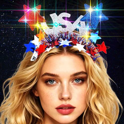Light Up 4th of July Headband with LED Stars - Style B