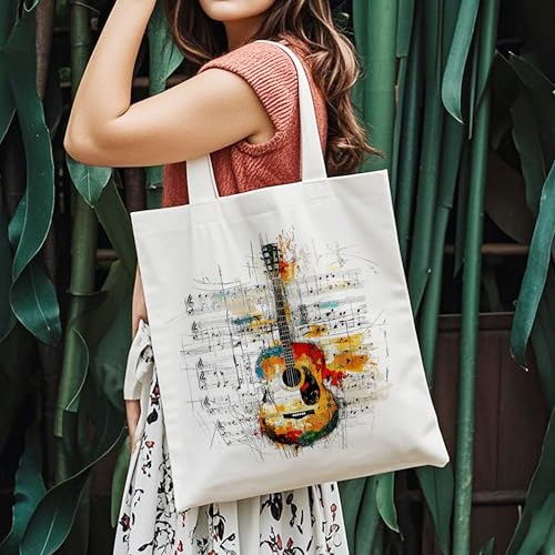 Floral Music Tote Bag for Women | Reusable Canvas Design