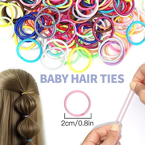 YGDZ 312PCS Hair Ties Set with 24 Colors, 2cm Small Ponytail Holders for Girls, Baby & Toddler Hair Accessories, Includes Organizer Box & Rat Tail Comb