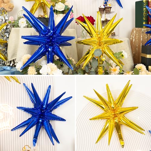 9-Piece Navy Blue & Gold Star Balloons Set - 27" & 22" Mylar Party Decor