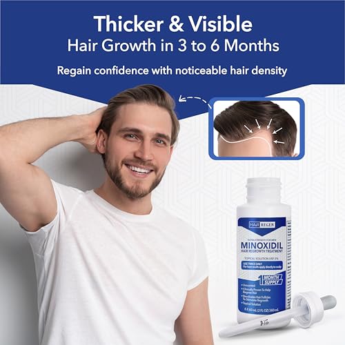 Hair Regen Minoxidil 5% Liquid Solution for Men's Hair Regrowth - 1 Month Supply