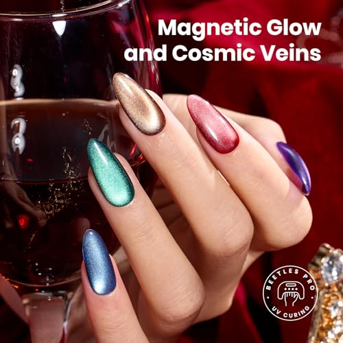 Beetles Cat Eye Gel Nail Polish Set - 6 Colors Magnetic Effect