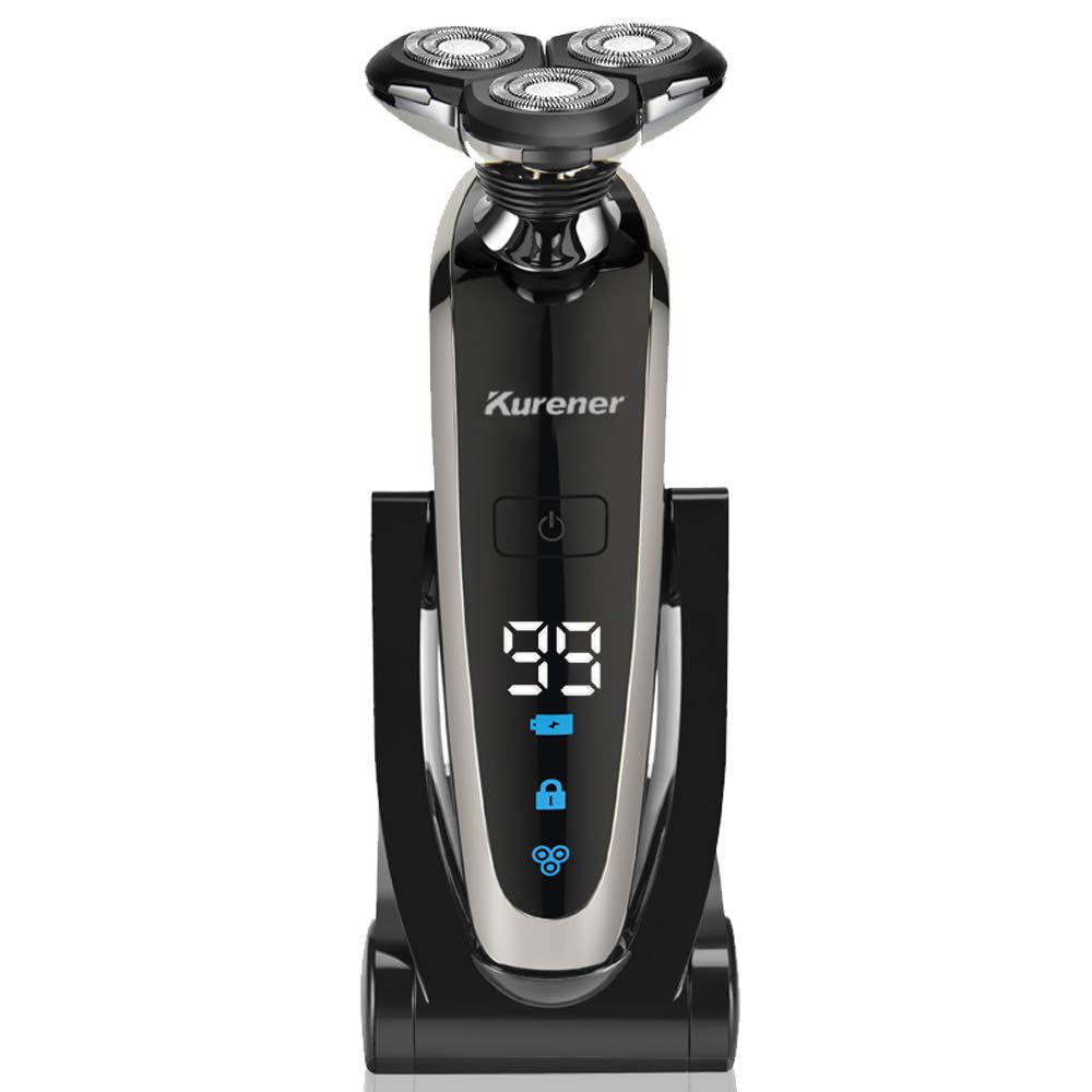 Electric Shaver Razor for Men - Rechargeable & 100% Waterproof Rotary Shaving with Nose & Sideburn Trimmers | Face Cleaning Brush