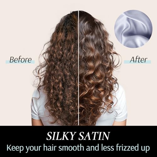 Medium Purple Satin Sleep Bonnet for Women & Men - Adjustable Hair Wrap, Stay On All Night