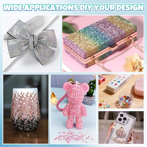Kalolary 48000pcs 3mm Resin Jelly Rhinestones Kit with Glue and Tools