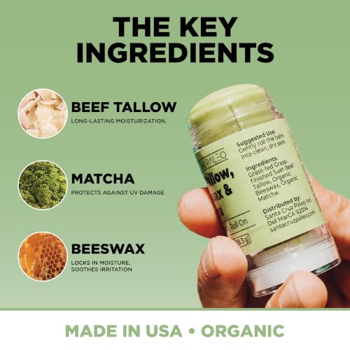 Santa Cruz Paleo Beef Tallow Matcha Moisturizing Balm Stick