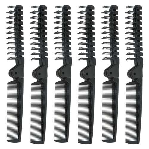 6PCS Travel Folding Hair Brush & Comb Set - Anti-Static Mini Combs