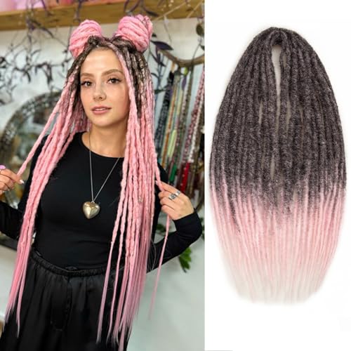 SuyiIRL 24-Inch Pink Double Ended Dreadlock Extensions, 15 Strands Synthetic