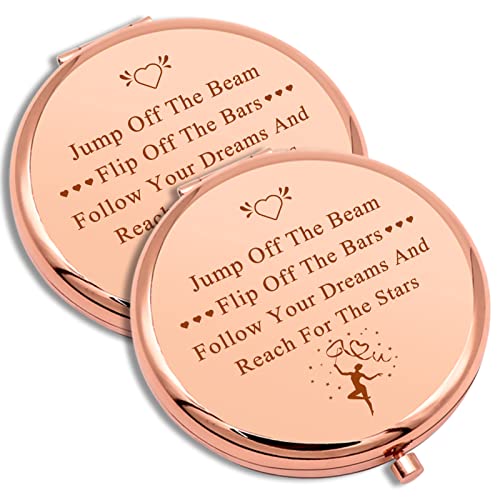 Rose Gold Compact Makeup Mirror for Gymnasts - Inspirational Gift