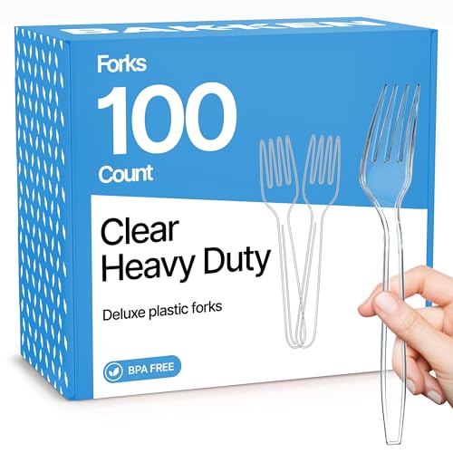 Bakken Heavy Duty Disposable Cutlery Set - 100 Pieces Forks, Spoons, Knives