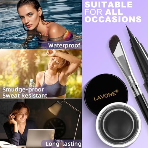 LAVONE Waterproof Eyeliner Kit - Gel, Liquid, and Brush Set