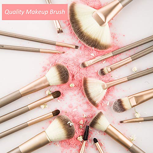 NEVSETPO Champagne 28-Piece Travel Makeup Brush Set with Bag & Accessories