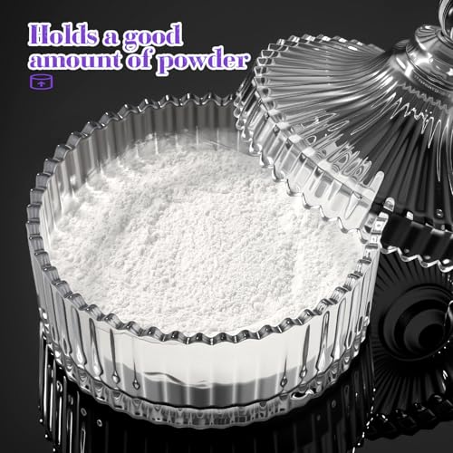 WSYUB Clear Glass Powder Jar with Large 5.5 Inch Powder Puff Set