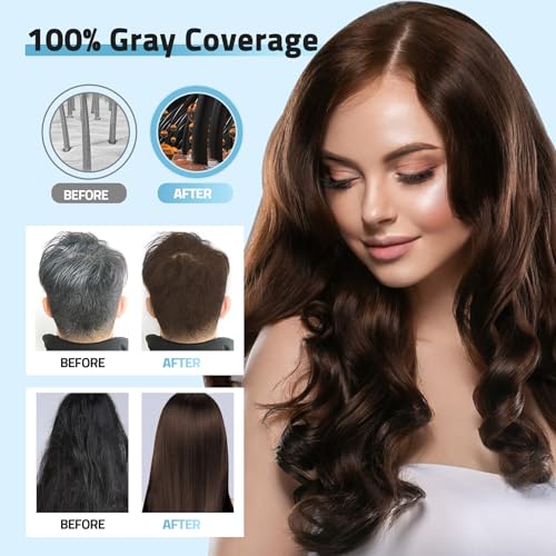 Mihkiom Dark Brown Hair Dye Shampoo 3-in-1 for Gray Hair Coverage, Natural Plant Extracts
