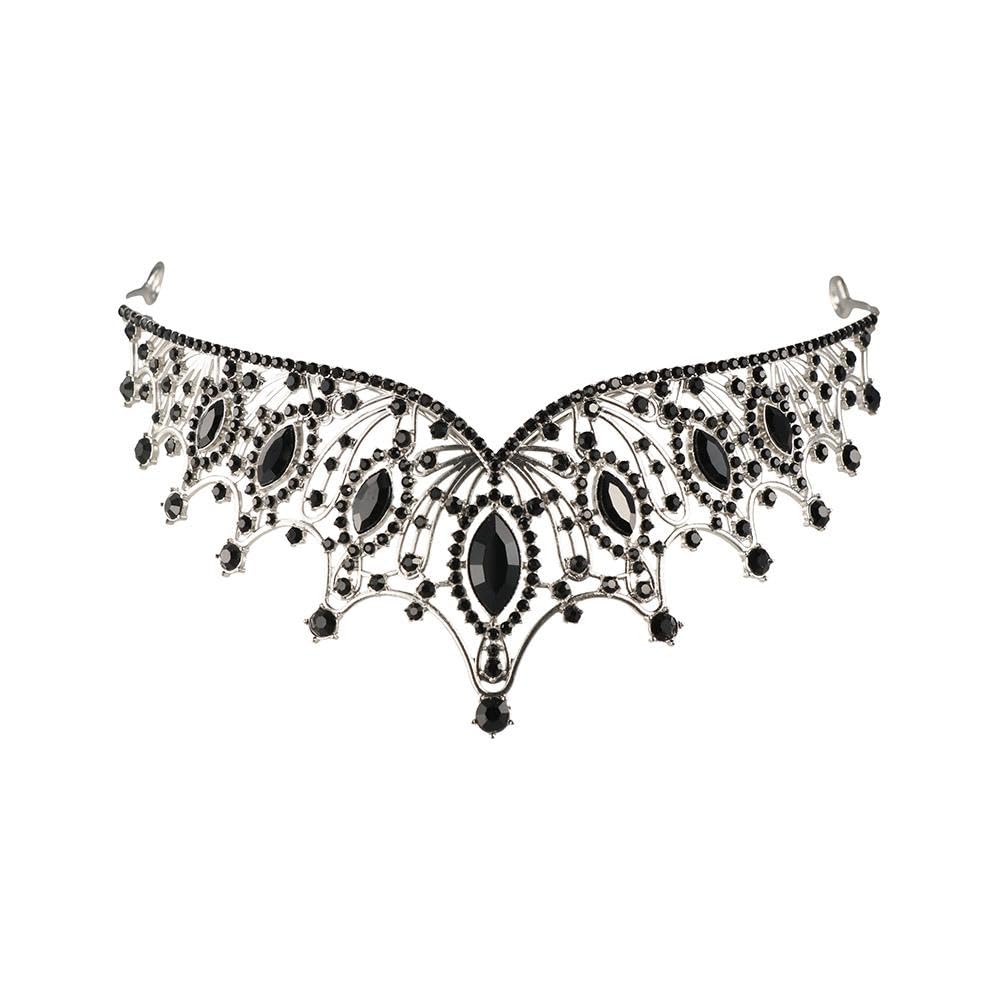 Rhinestone Crown Hair Ornaments Elegant Headwear Princess Tiara Temperament Gold Baroque Crown Women(purple)