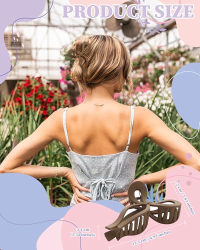 CHLINS 4 Pack Jumbo Bow Hair Claw Clips for Thick Hair, Tortoise+Camel+Black+Coffee
