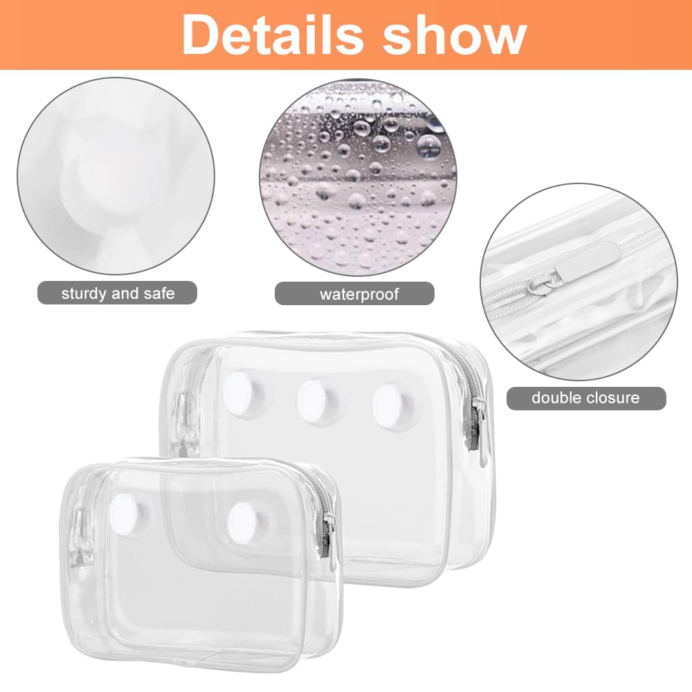 Everfunny 3 Pcs Clear Bogg Beach Tote Bag with 4 Pcs Insert Hooks Accessories for Bogg Bags Travel Makeup Clean Toiletry Brush Organizer Cosmetic Divider Storage Inner Pouch (White set of 3)