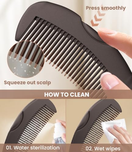 EHBELIF 2PC Brown & Red Dandruff Comb Set - Fine & Standard Tooth Hair Scalp DetoX