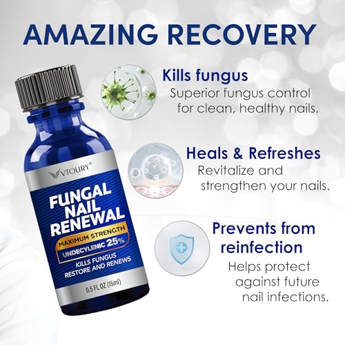 Toenail Fungus Treatment Extra Strength ? VTROUY 2 Bottle Nail & Toe Solution with Undecylenic Acid 25% and Tea Tree Oil 15ml 2Pcs